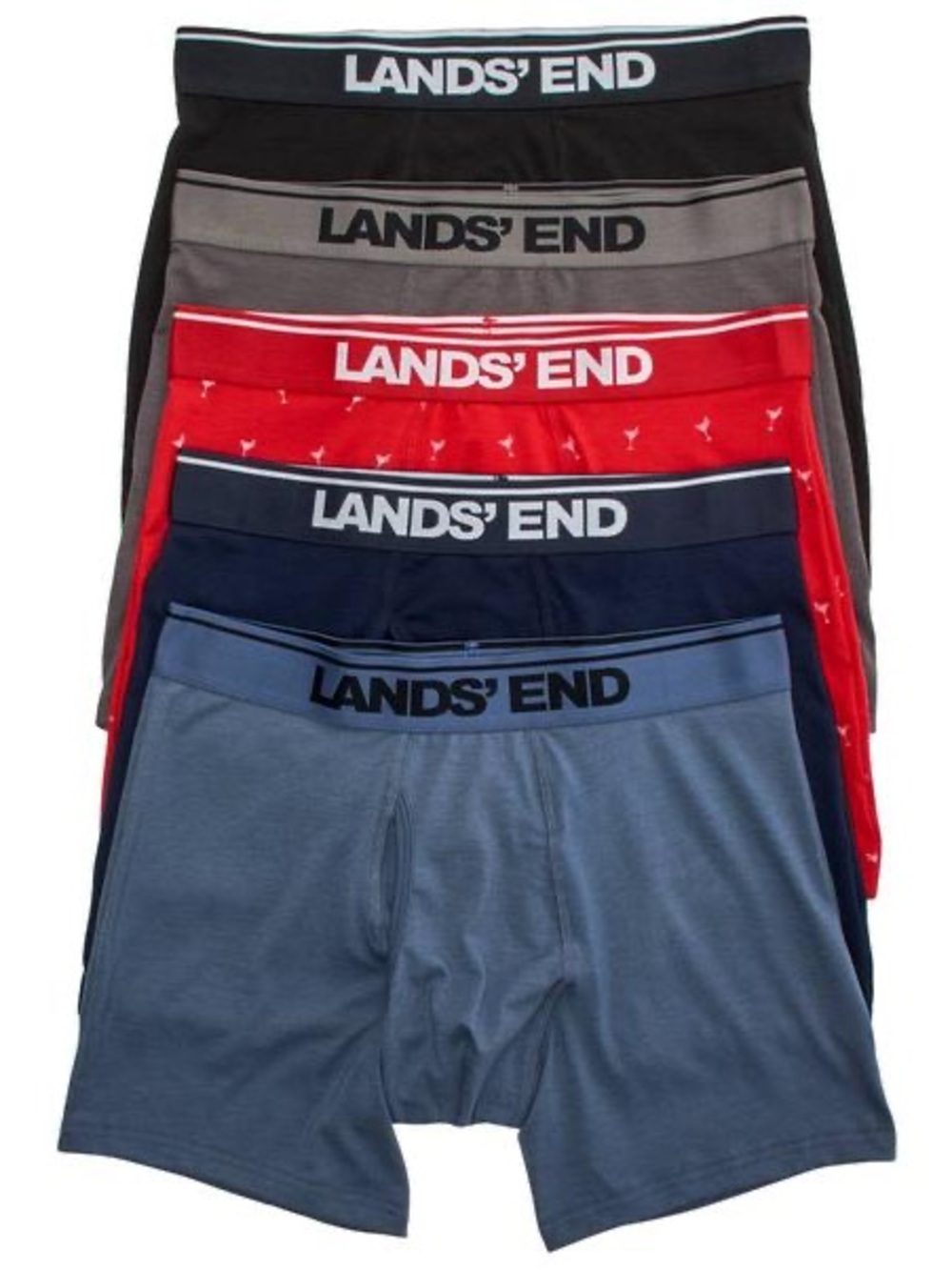 LANDS’ END Men’s 5 Pack Knit Boxer Briefs NWT